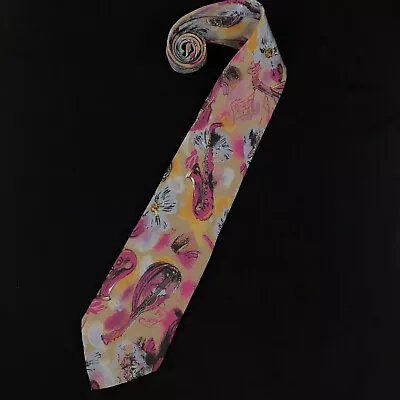 Brandini Silk Musical Instrument Pattern Tie Multicolored Jazz Made In Italy • $24.99