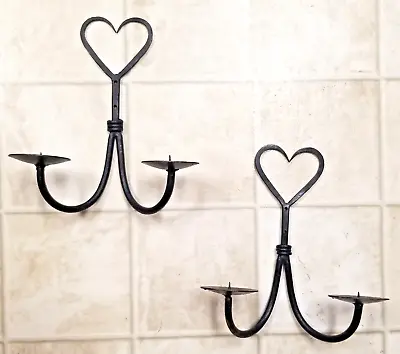 Wrought Iron Heart Candle Holders Wall Decor Lot Of 2 • £7.70
