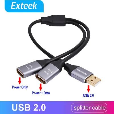 $7.95 • Buy USB 2.0 Male To Dual USB Female Hub Power Adapter Y Splitter Cable Cord Lead