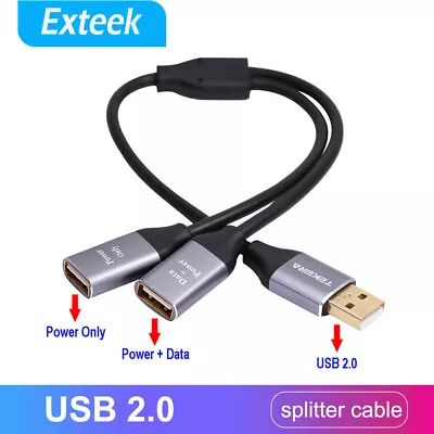 USB 2.0 Male To Dual USB Female Hub Power Adapter Y Splitter Cable Cord Lead • $7.95