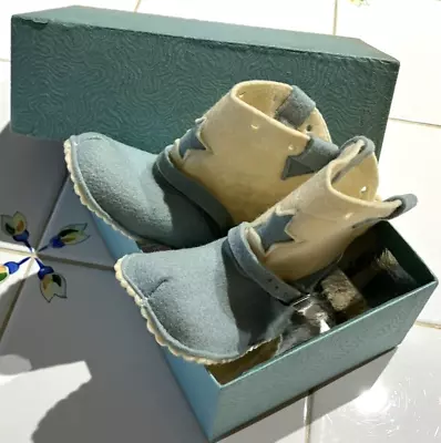 Vtg. 1960s Cowboy Baby Shoes Felt Boots Blue MIB Precious Western 5  • $30