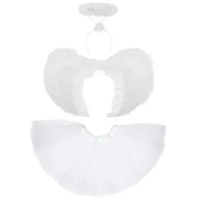 £9.99 • Buy White Angel Wings, Halo & Tutu Angel Fairy Adult Halloween Fancy Dress Costume