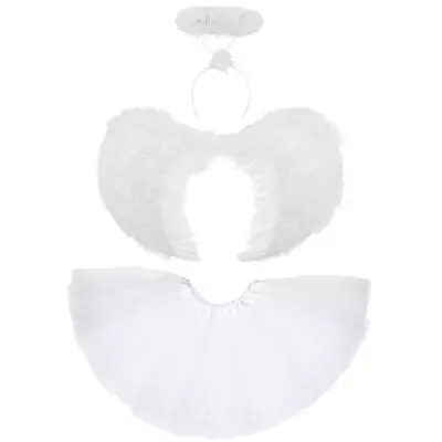 £9.99 • Buy White Angel Wings, Halo & Tutu Angel Fairy Adult Halloween Fancy Dress Costume
