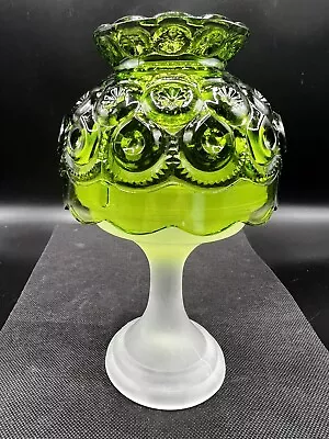 VTG LE Smith Green Moon & Star Fairy Lamp 8” Candle Holder Frosted Base • $43.20