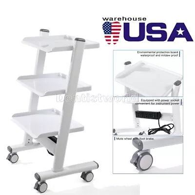 Dental Mobile Trolley Cart Built-in Socket Medical Trolley Three Layer Equipment • $119.99