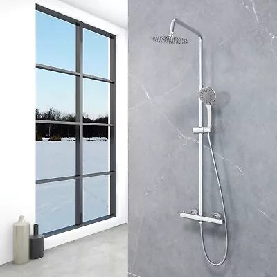ONESHOWERS Thermostatic Mixer Shower Set Round Chrome Twin Head Exposed Valve • £51.50