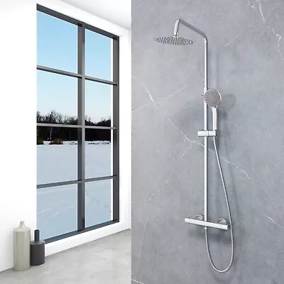 £49.89 • Buy ONESHOWERS Thermostatic Mixer Shower Set Round Chrome Twin Head Exposed Valve