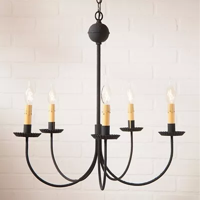 Elegant 5-Arm Chandelier: Textured Black • $355.95