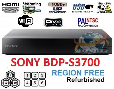 SONY BDP-S3700 Refurbished REGION FREE BLU-RAY DVD PLAYER ZONE A B C DVD 0-8 USB • $125