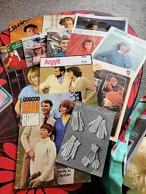 Vintage Knitting Patterns  Mens Ladies 13 Some Aran. Includes Booklets • £2