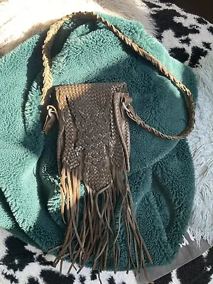 £18 • Buy French Connection Brown Leather  Fringed Shoulder Boho Bag *Excellent Condition