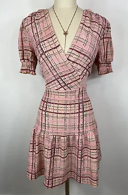 £16.99 • Buy BNWT Dorothy Perkins Pink Red Check Puff Sleeve Peplum Dress, Size 10