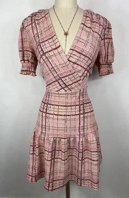 £16.99 • Buy BNWT Dorothy Perkins Pink Red Check Puff Sleeve Peplum Dress, Size 10