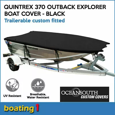 $199.99 • Buy Oceansouth Custom Fitted Boat Cover For Quintrex 370 Outback Explorer - Black 