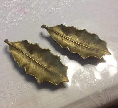 $24.99 • Buy Vintage VA Metalcrafters  Brass Holly Leaf Trinket Dishes