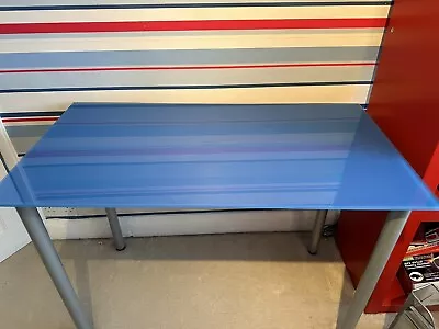 Ikea Blue Glass Top Desk • £5