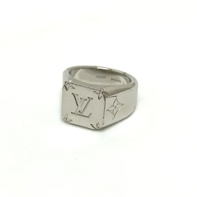 LOUIS VUITTON M62488 Signet Ring Monogram Accessories Ring Metal Silver • £216.91