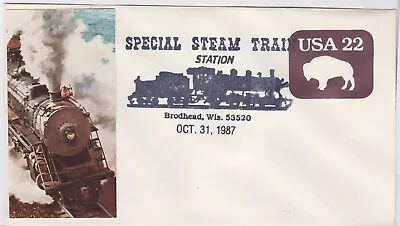 TurtlesTradingPost- Brodhead Wisc 1987- Special Steam Train Pictorial Cancel • $1.99