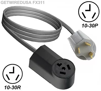 4ft Dryer Extension Cord Female 10-30r 3-prong Receptacle Male 10-30p 3-pin Plug • $49.95