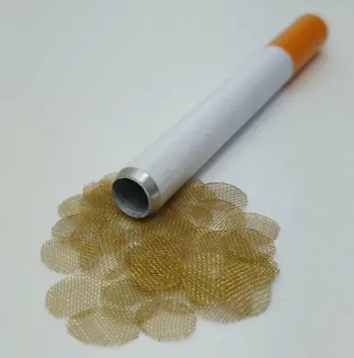 NEW 3  One Hitter Cigarette Bat | +50 Mini Pipe Screens (8mm / 0.3 ) Brass Metal • $5