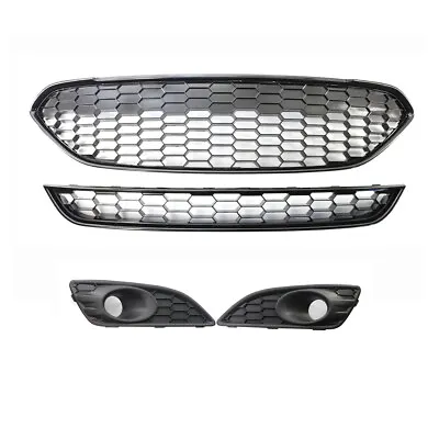 Fit Ford Fiesta Zetec S 13-16 Bumper Fog Light Grille W/ Lower Center Grill Set • $169.62