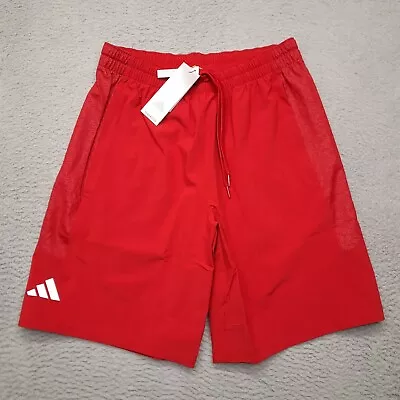 Adidas Shorts Mens Medium Red White Aeroready 10 Inch Running Athletic Short • $21.95