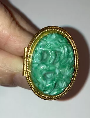 Great Vintage Big Avon Faux Jade Hinged Opening Ring Size 7 X Condition • $9.99