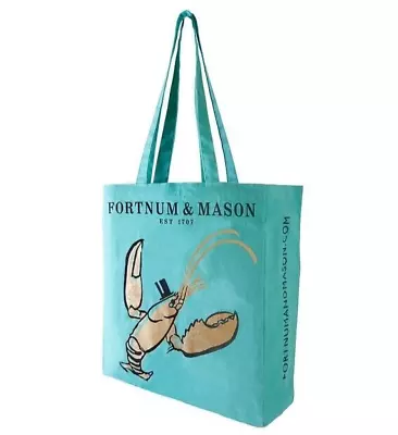 Fortnum & Mason Bag For Life Large Canvas Tote-  Eau De Nil Lobster NWT • $39