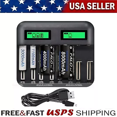 8 Slot LCD Smart Rechargeable C D Size Battery Charger For Ni-Cd A-AAA US • $27.99