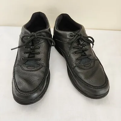 Rockport Shoes Men's 12 ~ World Tour Classic Black Leather Lace Up Walking Shoes • $29.92