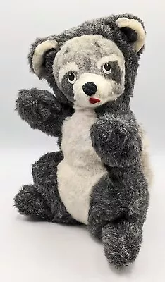 Vintage Racoon Stuffed Animal W Real Fur Tail Stiff Filling Approx 12  • $14.95