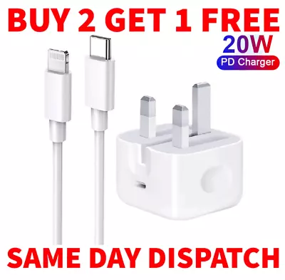 For IPhone 15 14 13 12 11 X Pro XS MAX Fast Charging USB-C PD Plug Charger Cable • £7.99