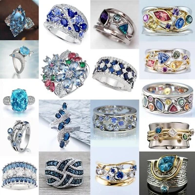 $3.04 • Buy Gorgeous 925 Silver Rings Women Cubic Zirconia Engagement Jewelry Gift Sz 6-10