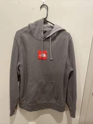 $14 • Buy The North Face Box Logo Hoodie (Large) Grey/Red  RARE *NOT PERFECT