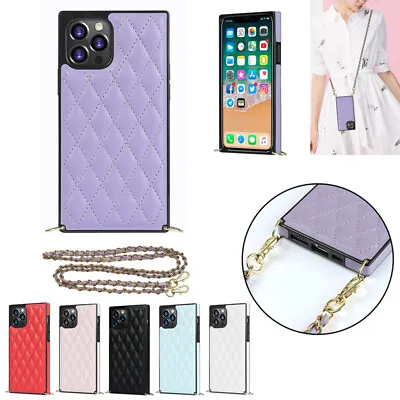 $11.98 • Buy For IPhone 13 12 Mini 11 Pro Max Soft Leather Case Lanyard Slim Crossbody Cover
