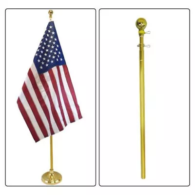 8ft Indoor Flag Pole Ball Topper 8' Telescoping Flag Pole 8ft Pole Only - GOLD • $29.88