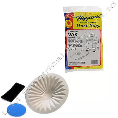 VAX VACUUM DUST BAGS & FILTER KIT  6131 7131 6151SX 5120 8131 5 Pack Of Bags • £6.99