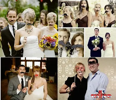 UK Wedding Photo Booth Props Mask Mustache Hen Funny Party Birthday Decor • $4.96