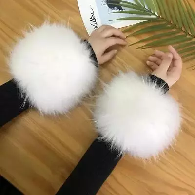 1pair 2pc Women's Real Mink Fur Cuffs Warm Arm Warmer Bracelet Mink Fur Gloves • $15.99