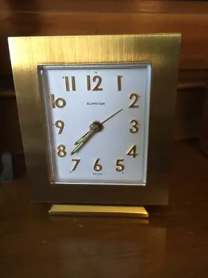 Rare GUARDIER Swiss Made Eight 8-Day ALARM CLOCK Small 2.5 X3  Gold Tone • $199.99