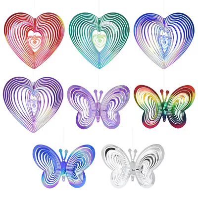 360° Heart Wind Spinner Outdoor Yard Garden Hanging Home Garden Decor • £3.99