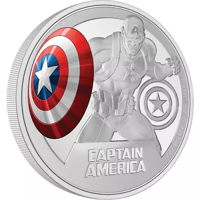 2023 Niue Marvel Captain America Coin 1 Oz Colorized .999 Silver Proof Avengers • $92.99