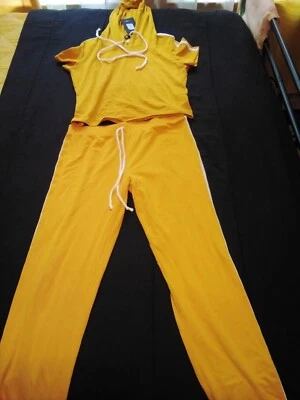 $19.99 • Buy New Women's Large Fashion Nova Tennis Time Short Sleeve Striped Gold Outfit Set
