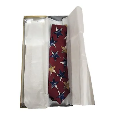 Nordstrom Men's Silk Necktie Sheriff Badges Red New In Box NOS • $24.92