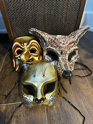 Vintage Paper Mache Mask -  Venice Italy - Mardi Gras Theatre Costume Fox F.G.B • $99