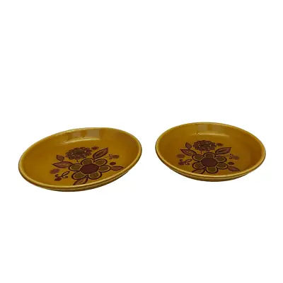 Palissy Royal Worcester Pin Trinket Dishes X 2 Floral Tan & Brown - 11 Cm Wide • £7.99
