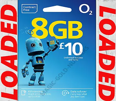 O2 SIM CARD PAY & GO FOR IPHONE's AND SAMSUNG GALAXY ONE SIZE FITS ALL SIM CARD • £8.99
