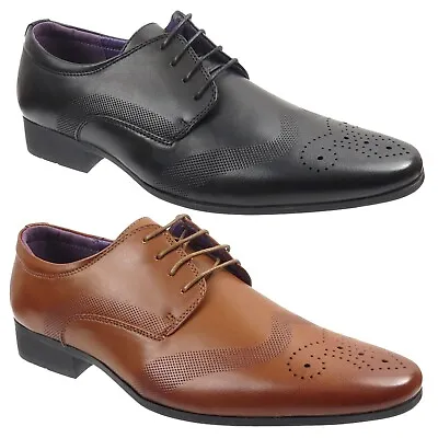 Mens Formal Brogues Shoes Office Wedding Smart Dress Shoe Size • £18.99