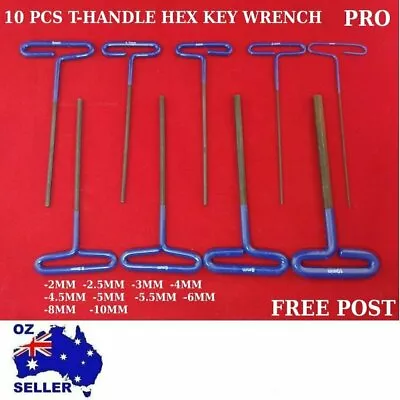 10 Pc T-handle Hex Key Wrench Set Metric Heat Treated Alloy Steel Power T Bar A • $26.50