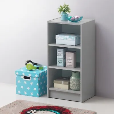 Grey Small Narrow Bookcase Storage Display Shelving Unit Bookshelf Rack Stand • £26.99